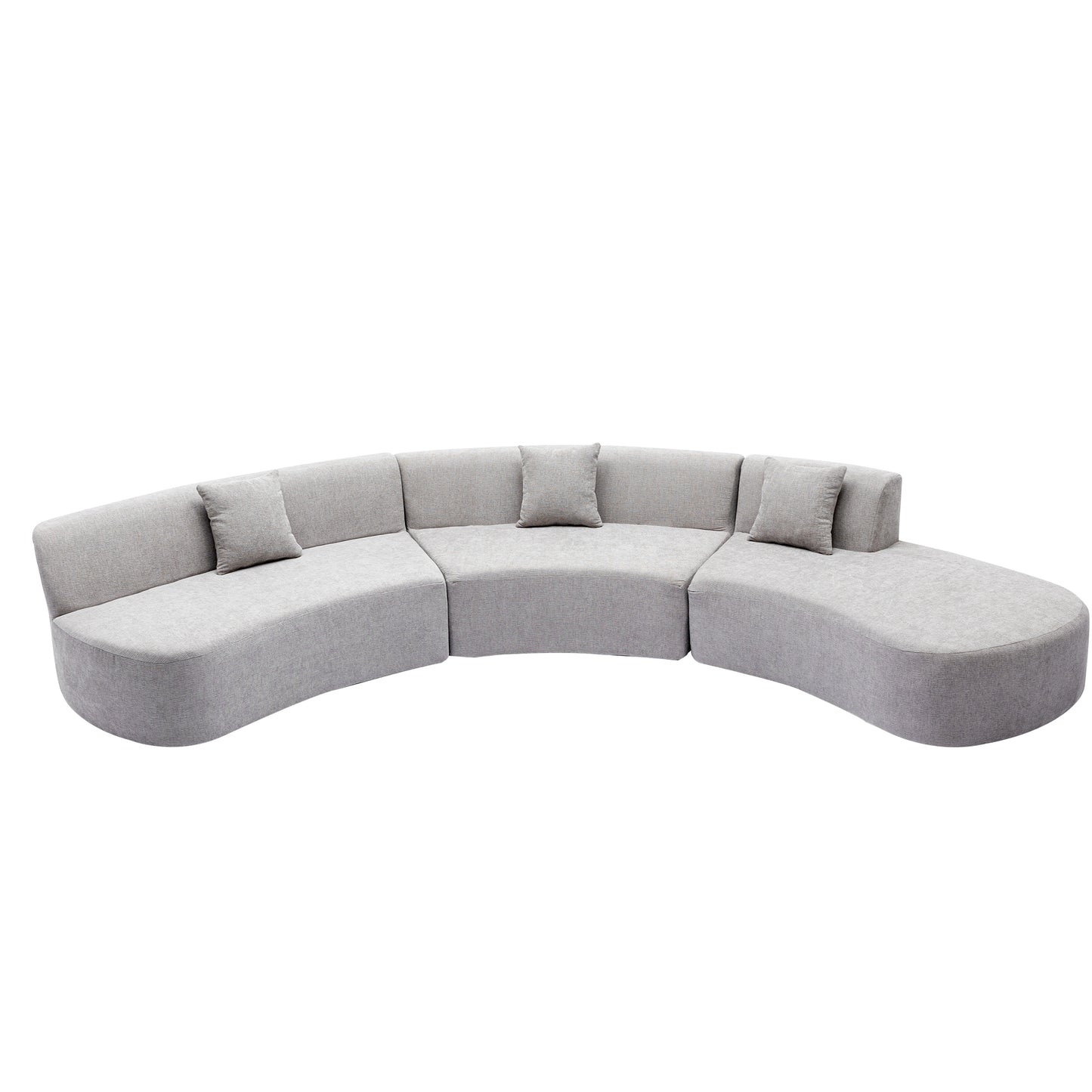 136.6" Stylish Curved sofa Sectional Sofa, Grey