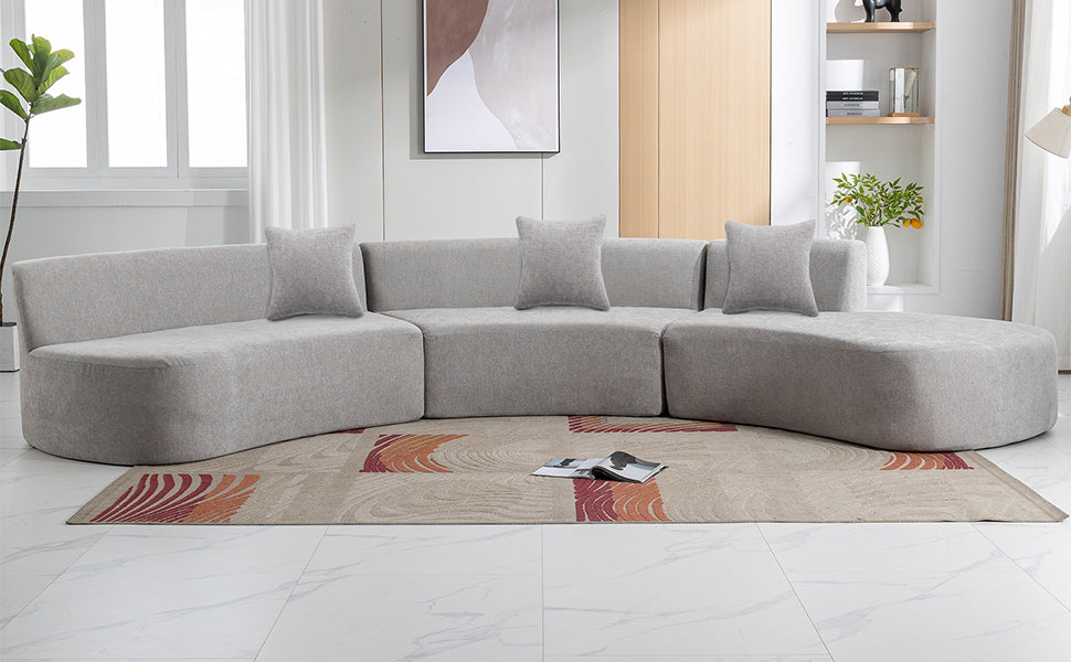 136.6" Stylish Curved sofa Sectional Sofa, Grey