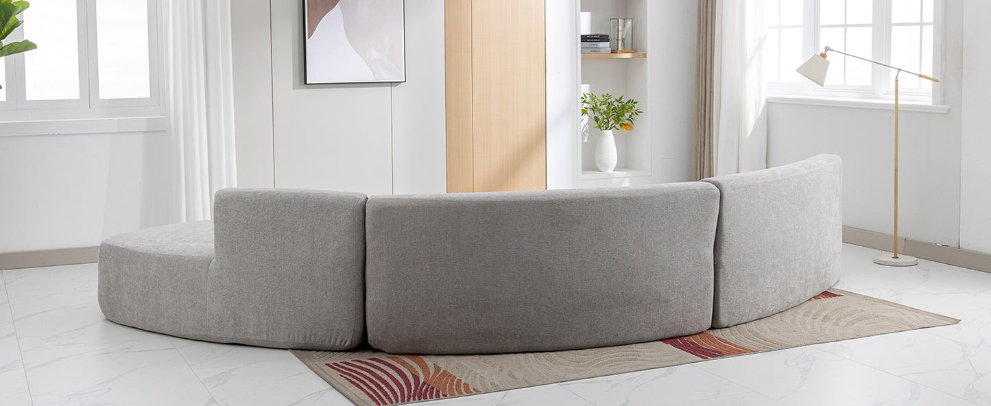 136.6" Stylish Curved sofa Sectional Sofa, Grey