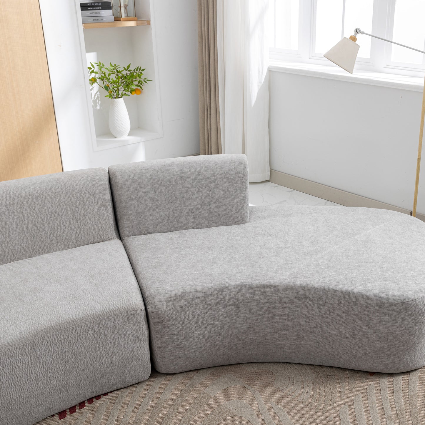 136.6" Stylish Curved sofa Sectional Sofa, Grey