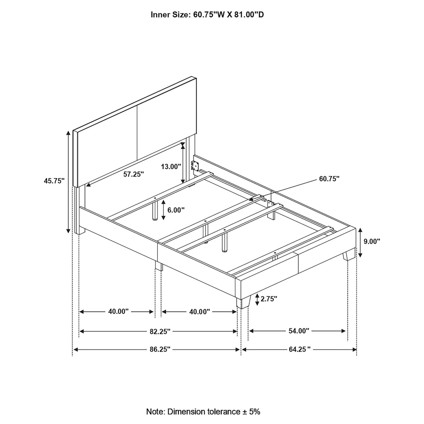Grey Queen Panel Bed