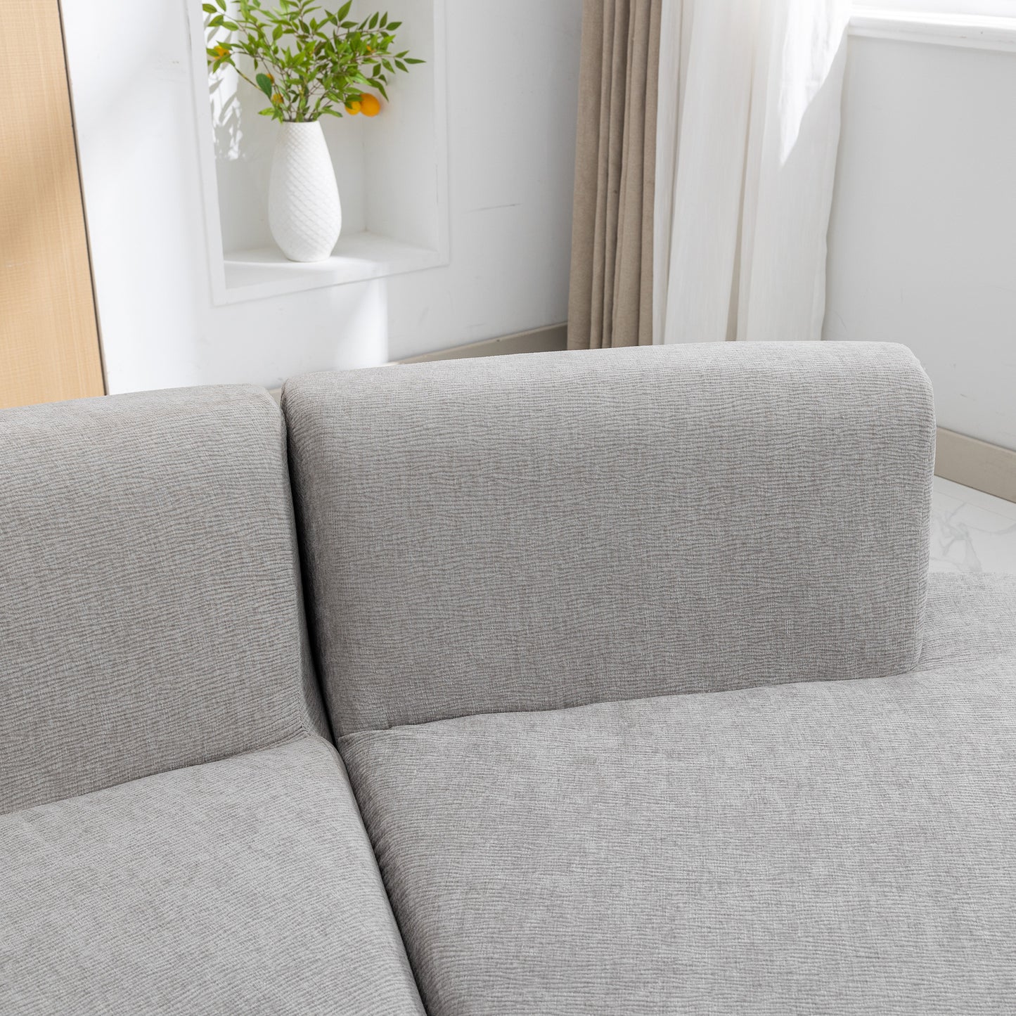 136.6" Stylish Curved sofa Sectional Sofa, Grey