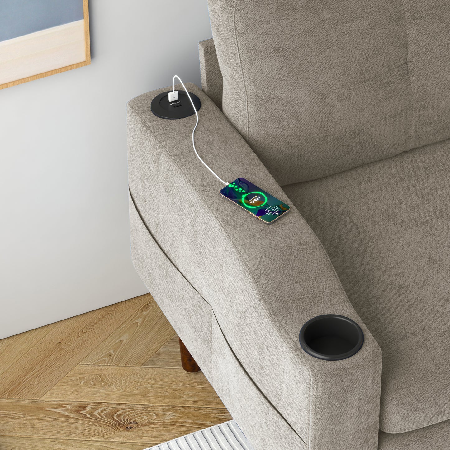 Combination Sofa Sofa L-Shaped Sofa with Footstools with Storage, Beige