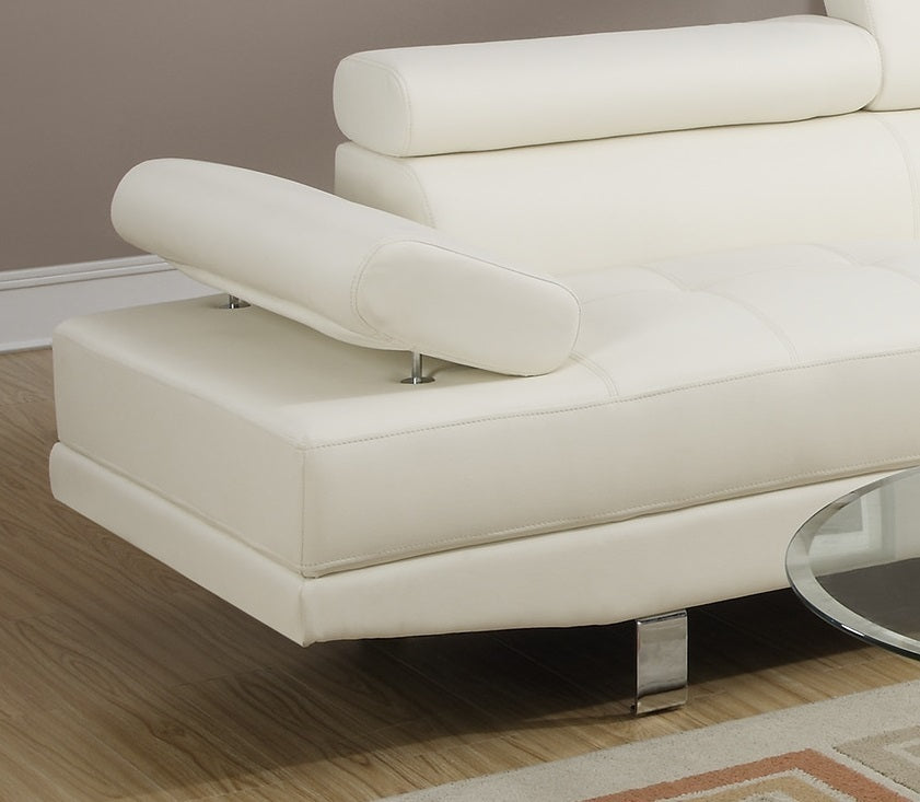 White Color Sectional Living Room Furniture Faux Leather
