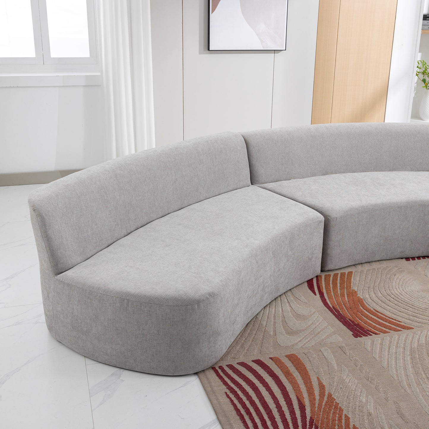 136.6" Stylish Curved sofa Sectional Sofa, Grey