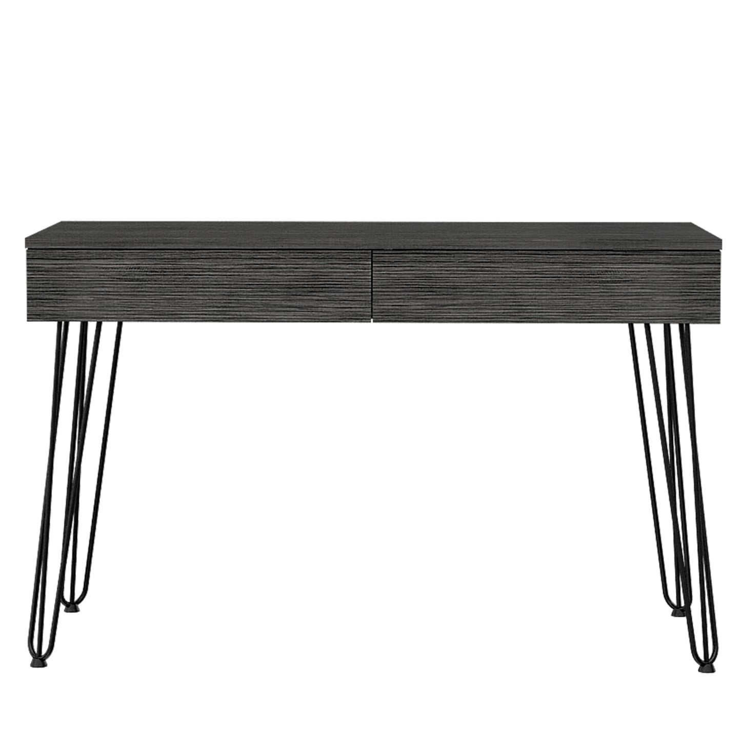 2-Drawer Writing Desk with Hairpin Legs Smokey Oak