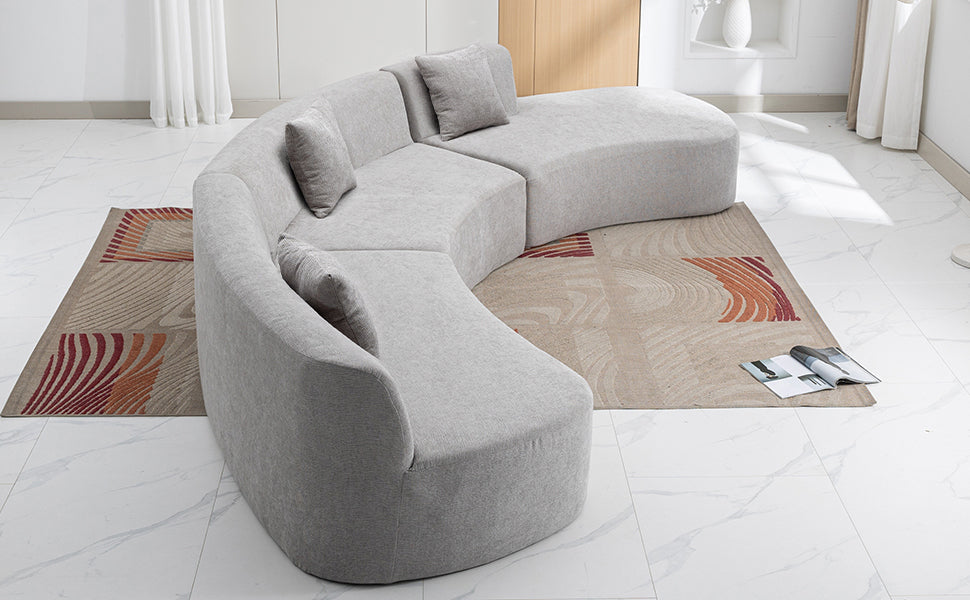 136.6" Stylish Curved sofa Sectional Sofa, Grey