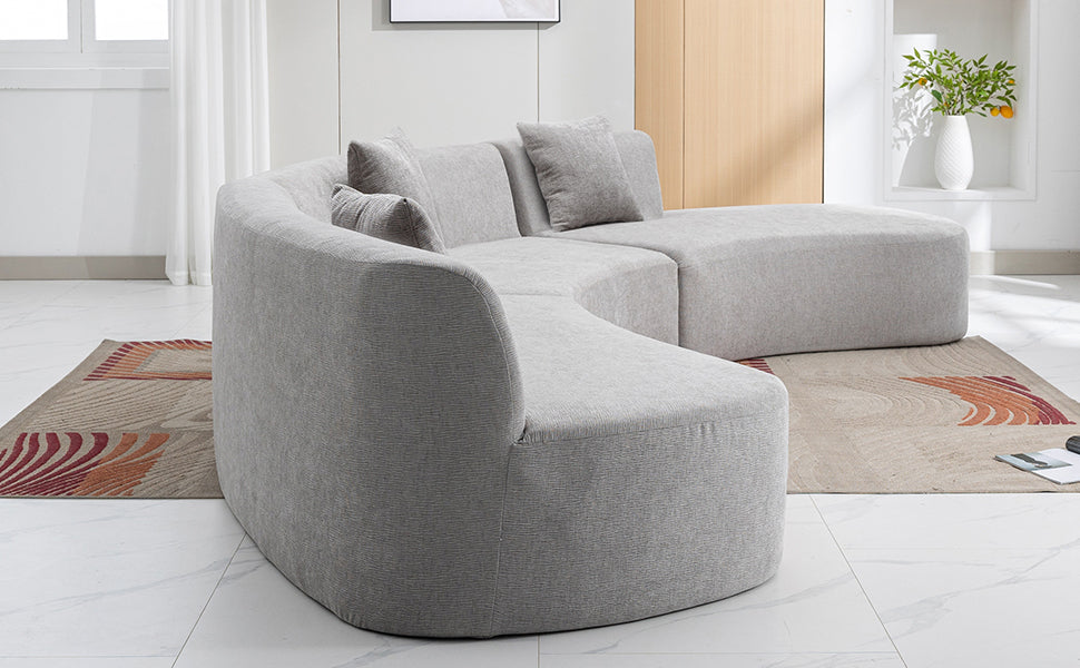 136.6" Stylish Curved sofa Sectional Sofa, Grey