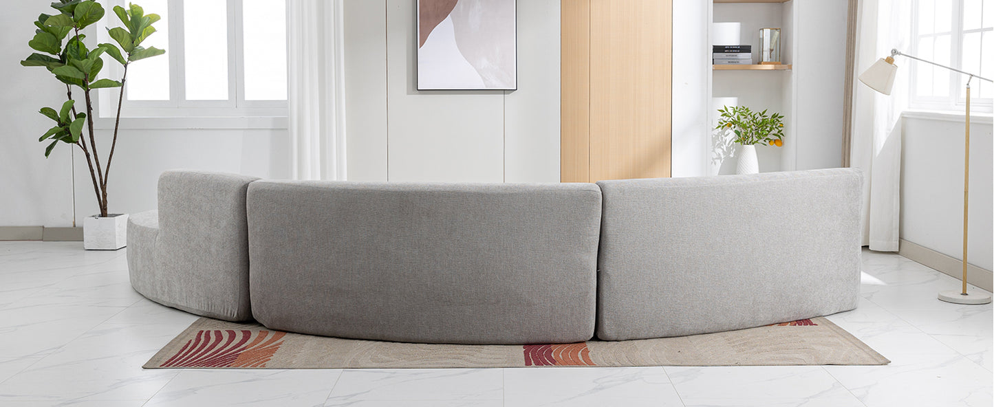 136.6" Stylish Curved sofa Sectional Sofa, Grey