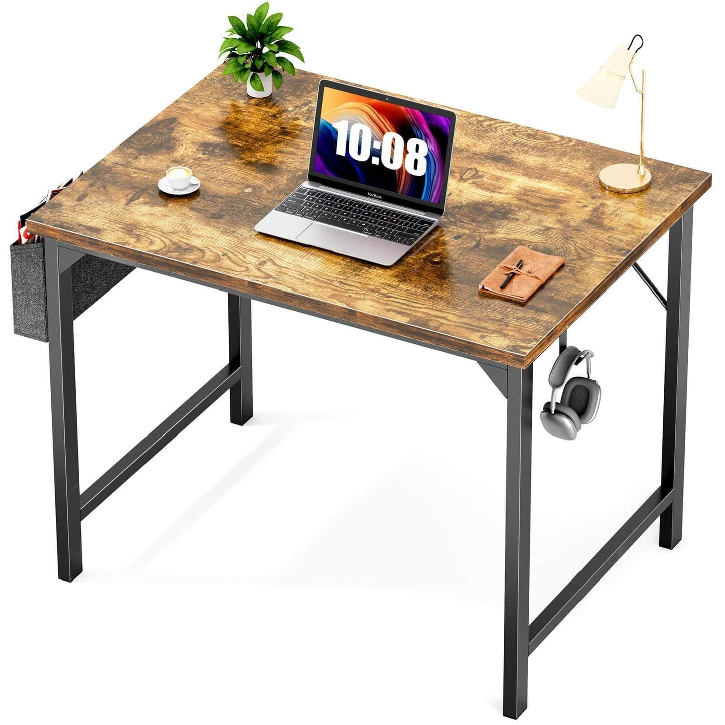 Simple Style Wooden Work Office Desks with Storage,31 Inch,Brown