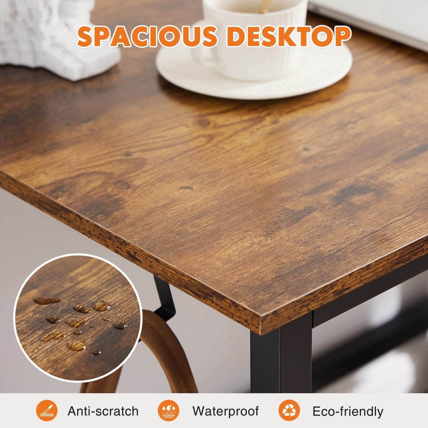Simple Style Wooden Work Office Desks with Storage,31 Inch,Brown