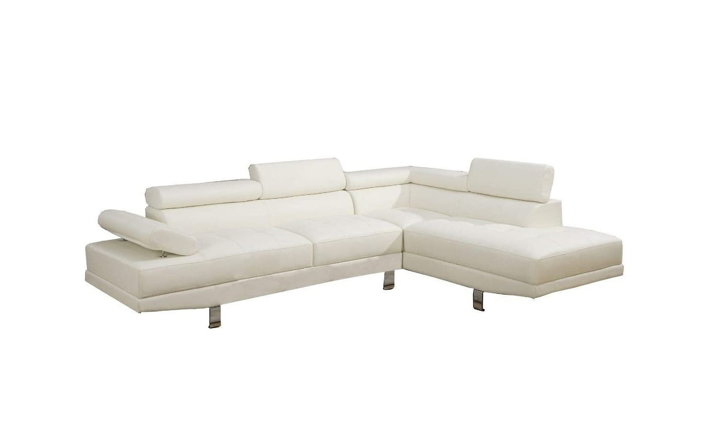 White Color Sectional Living Room Furniture Faux Leather