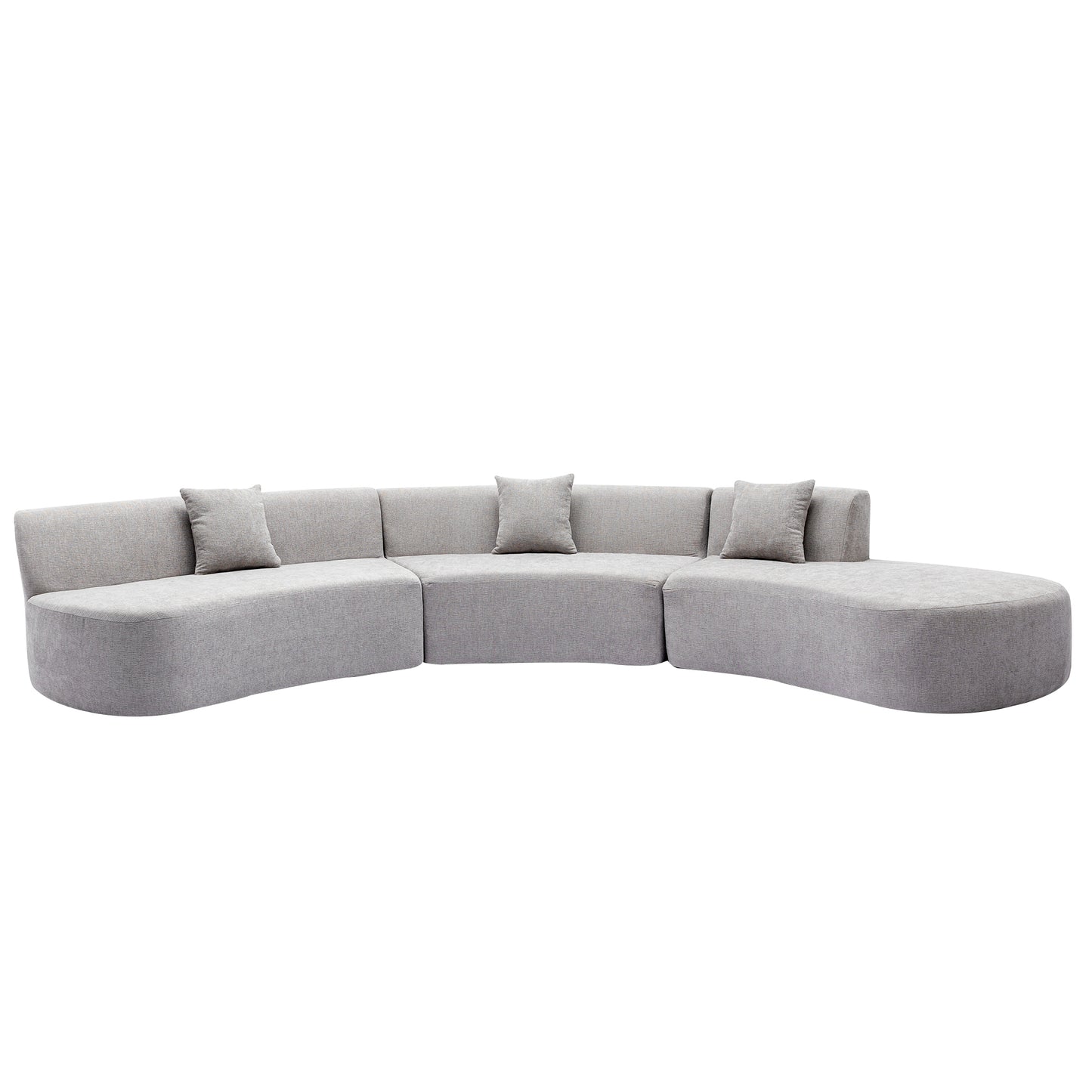 136.6" Stylish Curved sofa Sectional Sofa, Grey