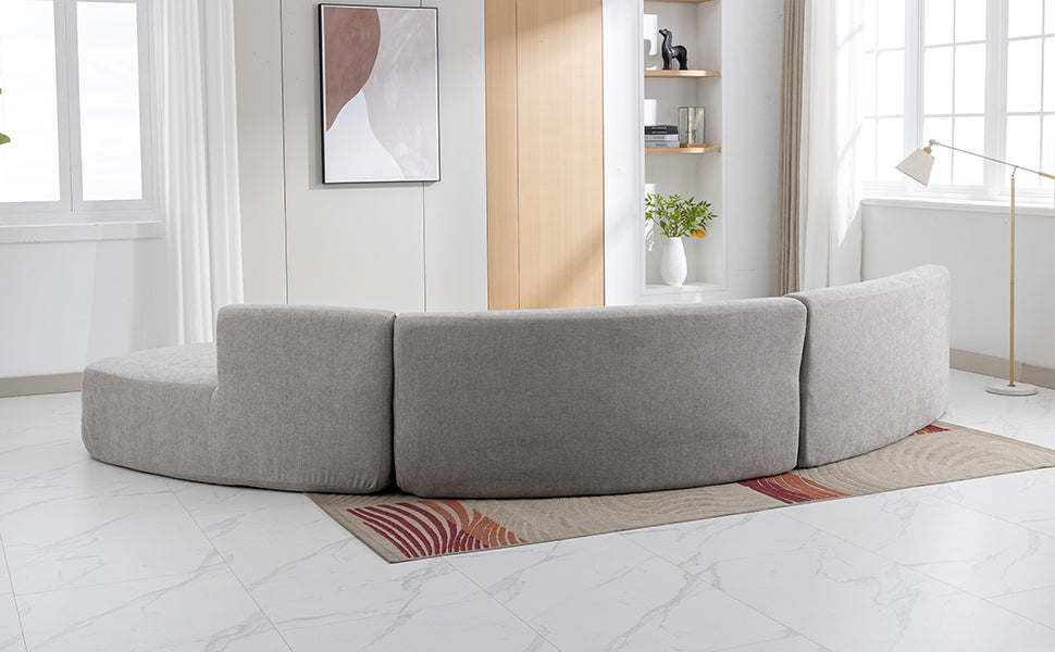 136.6" Stylish Curved sofa Sectional Sofa, Grey