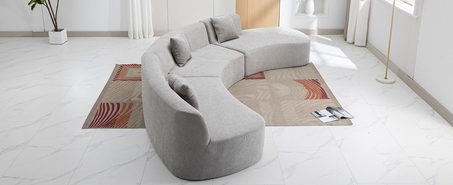 136.6" Stylish Curved sofa Sectional Sofa, Grey