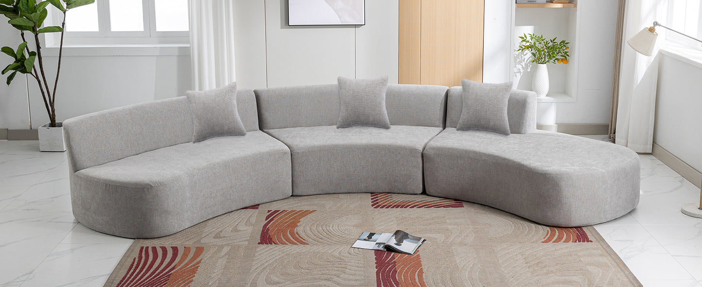 136.6" Stylish Curved sofa Sectional Sofa, Grey