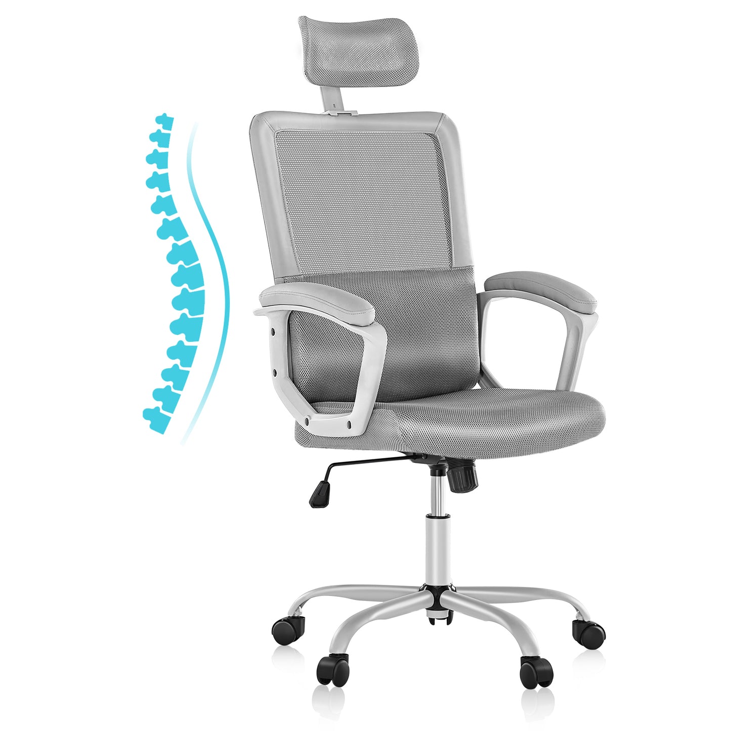 Ergonomic Office Chair High Back Mesh Gaming Desk Chair with Adjustable Headrest and Lumbar Support