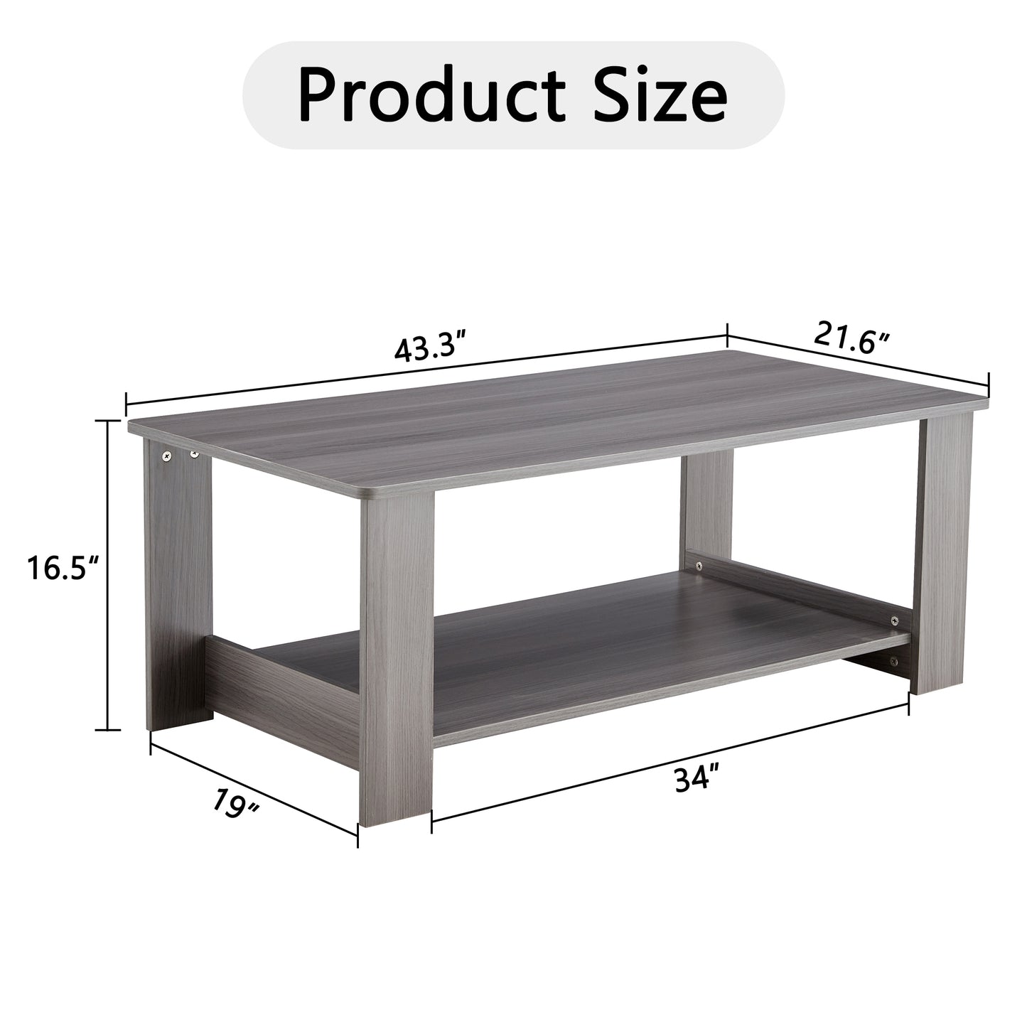 A gray textured coffee table,tea table.43.3"*21.6"*16.5"