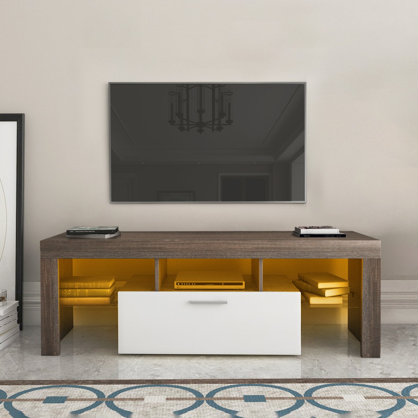 quick assembly brown simple modern TV  stand