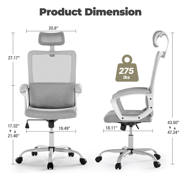 Ergonomic Office Chair High Back Mesh Gaming Desk Chair with Adjustable Headrest and Lumbar Support