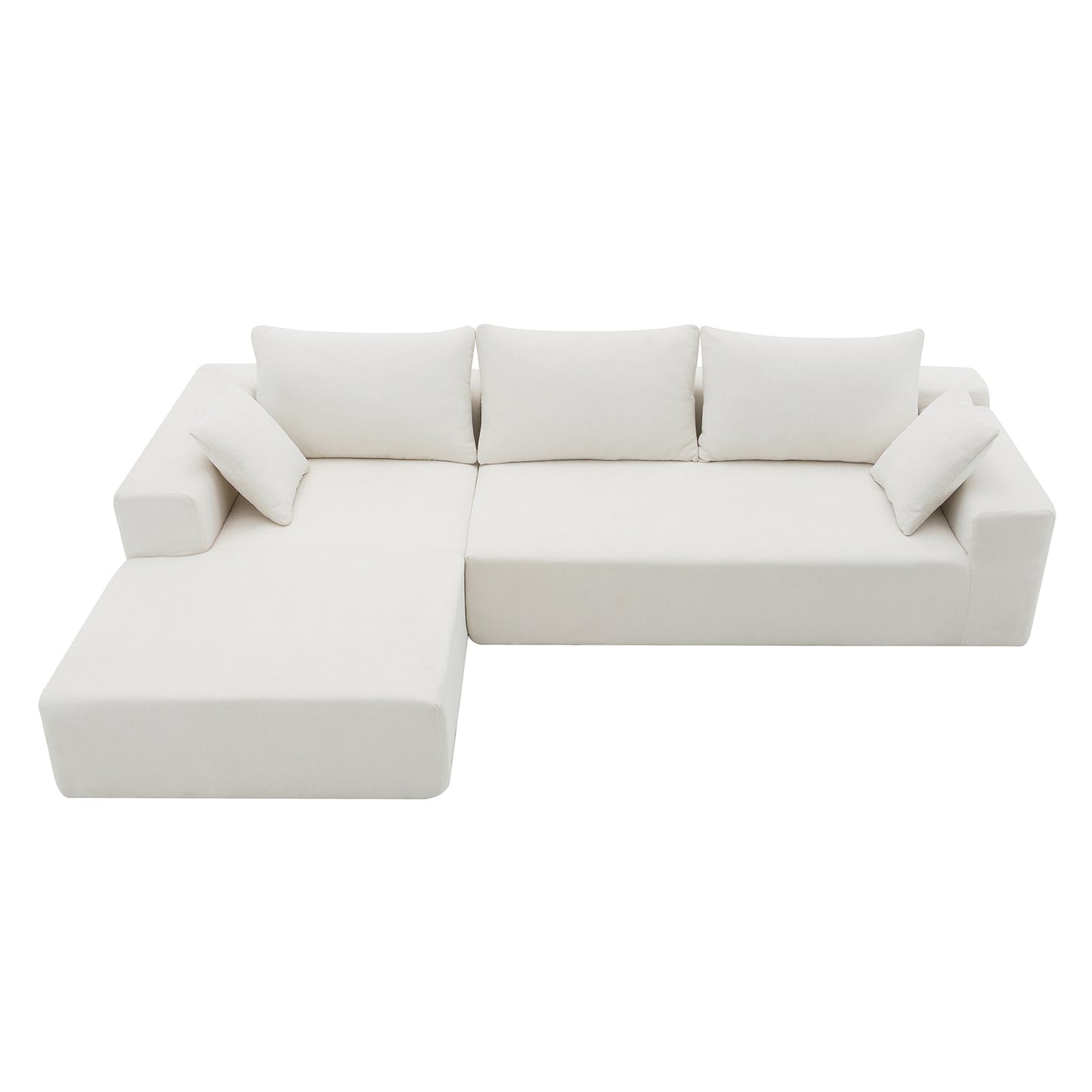 109*68" Sectional Living Room Sofa Set, L-Shape, Cream