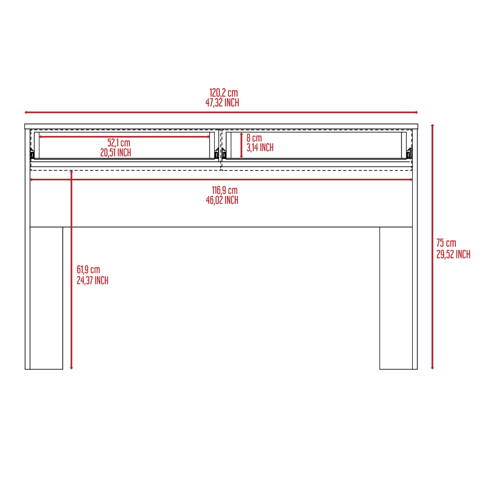 2 Drawer Writing Computer Desk, Light Gray