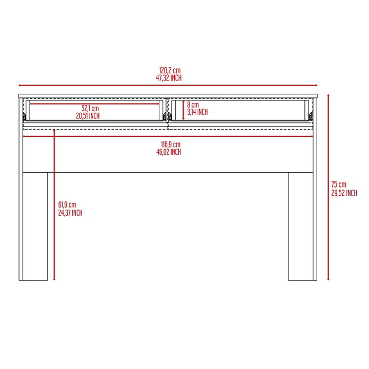 2 Drawer Writing Computer Desk, Light Gray