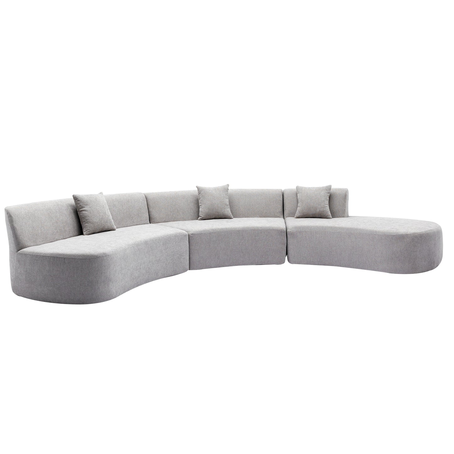 136.6" Stylish Curved sofa Sectional Sofa, Grey