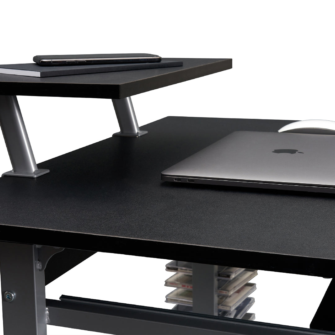 Compact Computer Cart With Storage, Graphite