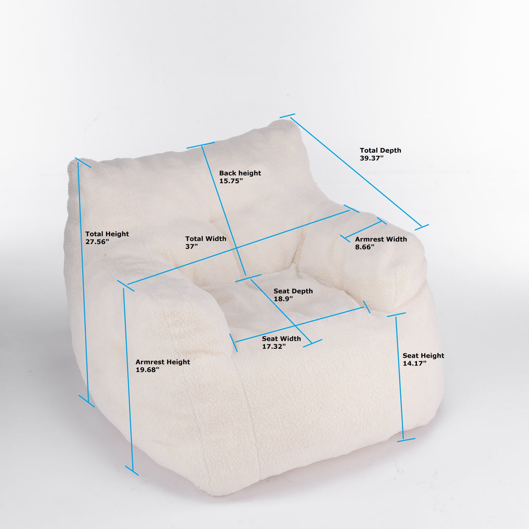 Soft Teddy Fabric Tufted Foam Bean Bag Chair With Teddy Fabric Coffee