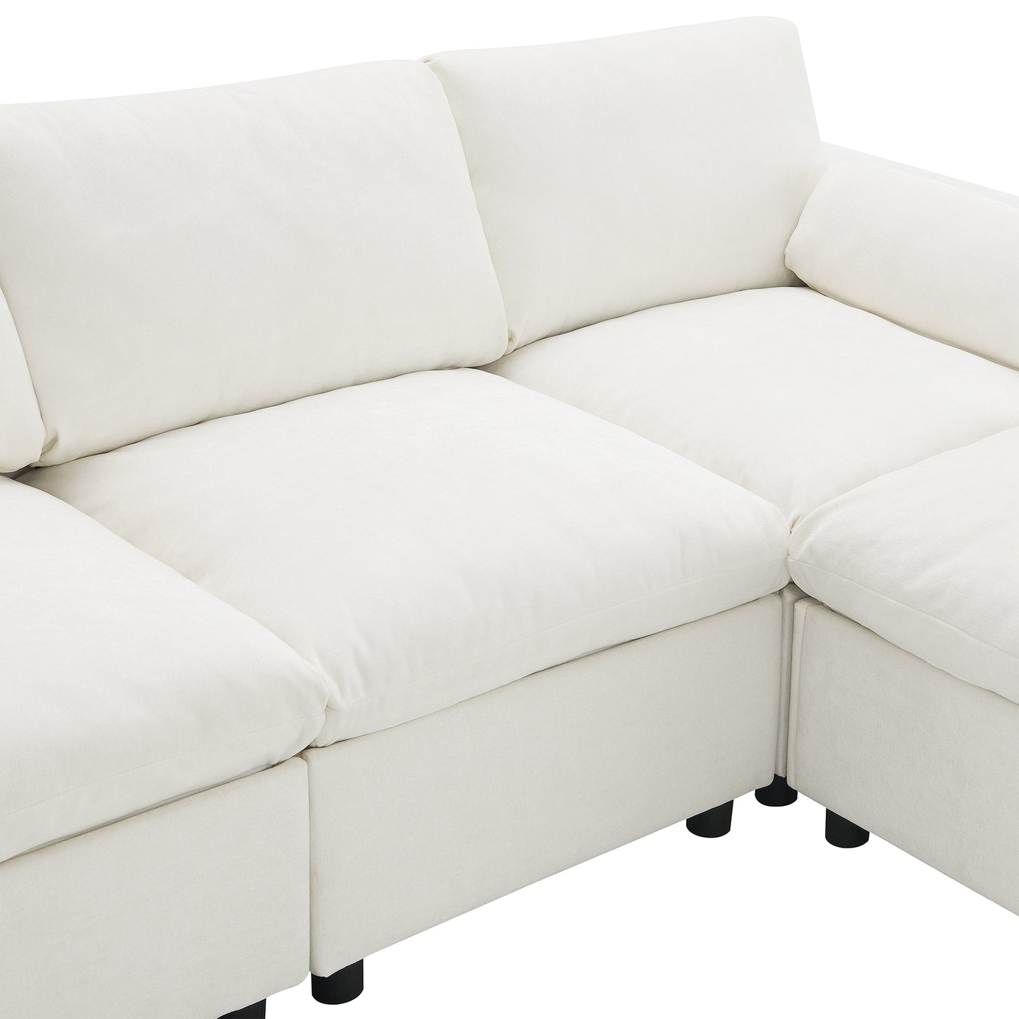 86.5''Chenille Sectional Sofa with Storage Pockets, 5 Seat U Shaped Sleeper Couch Set,2 PIC Free Combination