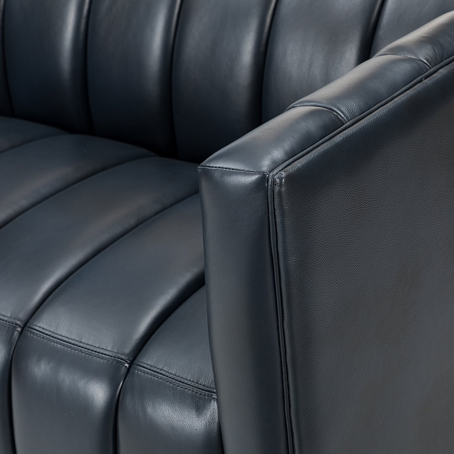 83" Genuine Leather Sofa-NAVY