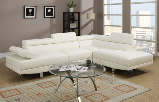 White Color Sectional Living Room Furniture Faux Leather