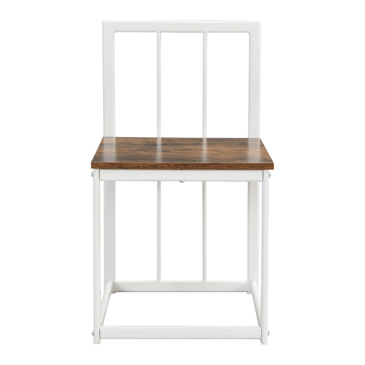 Modern 7-Piece Dining Table Set with Faux Marble Compact 55Inch Kitchen Table Set for 6, White+Cherry