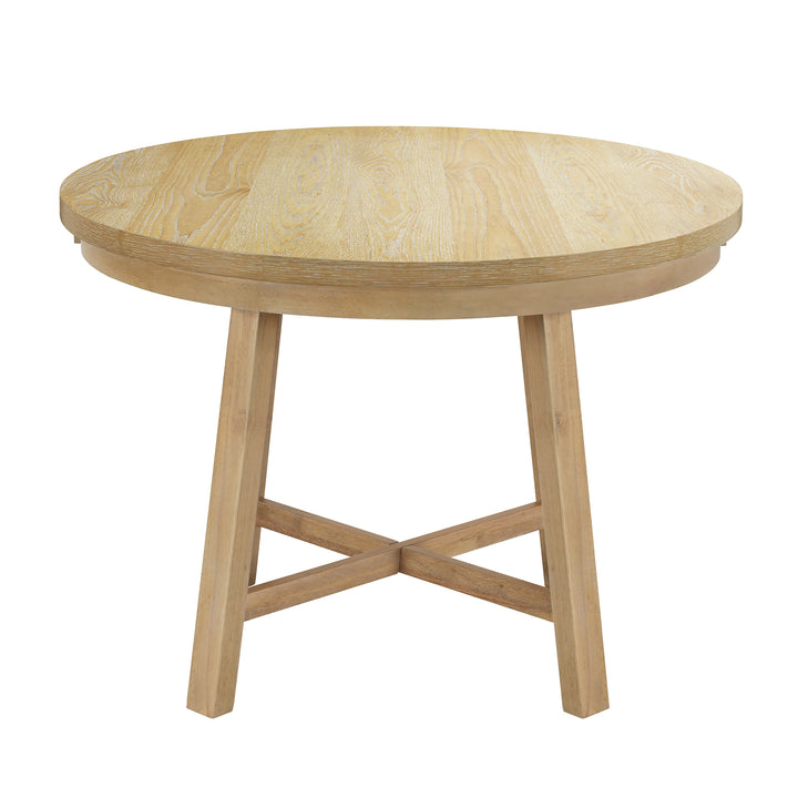 Rustic 42inch Round Dining Table Set with Cross Legs and Upholstered Dining Chairs for Small Places, Natural