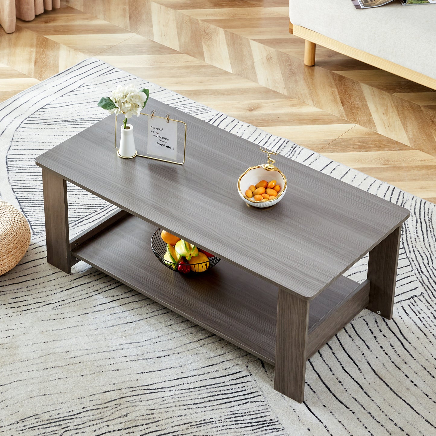 A gray textured coffee table,tea table.43.3"*21.6"*16.5"