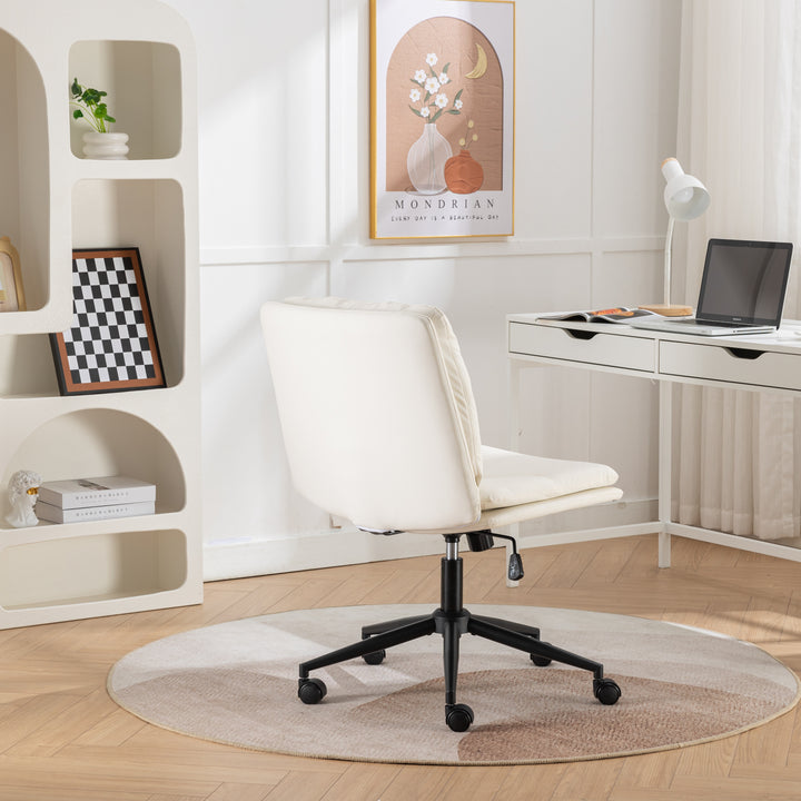 Adjustable Swivel Criss-Cross Chair, Wide Seat/ Office Chair /Vanity Chair, White