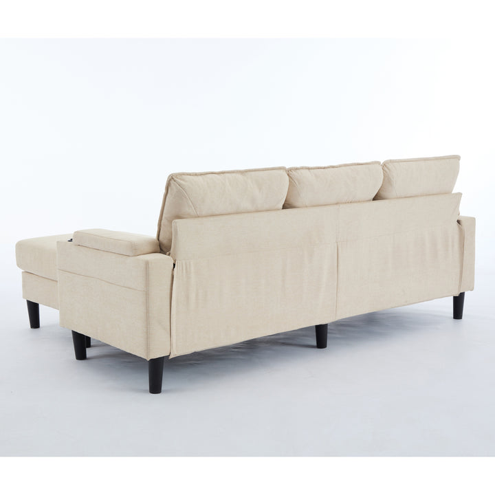 beige color knock down 3-seat combo sofa with storage ottoman