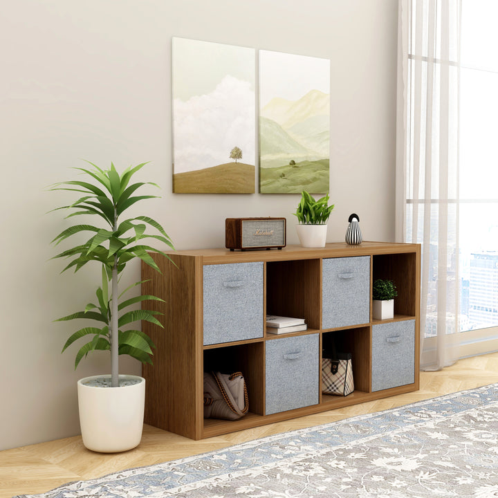 Smart Cube 8-Cube Organizer Storage with Opened Back Shelves,Walnut Color