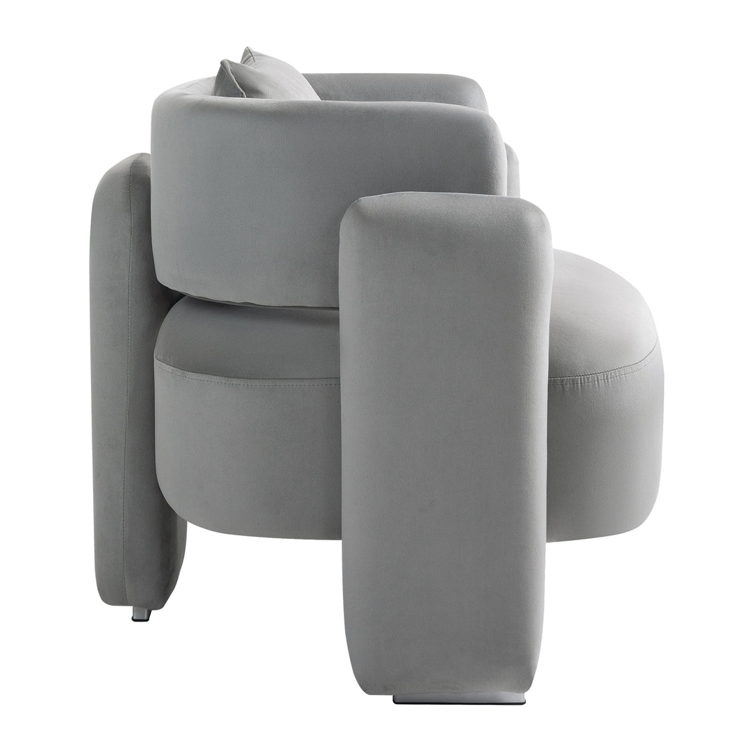 Modern design velvet lounge chair,single sofa with pillows (GREY)