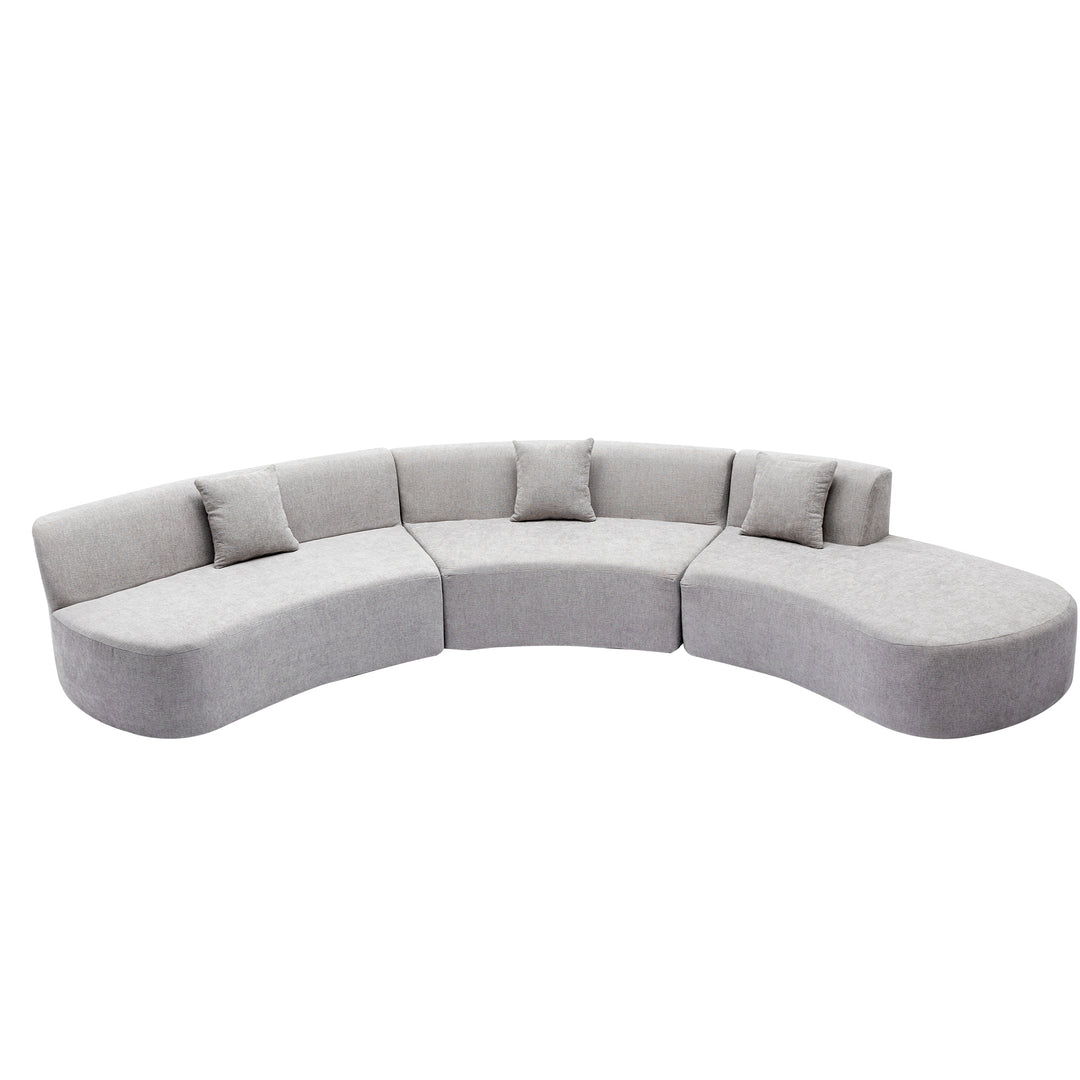 136.6" Stylish Curved sofa Sectional Sofa, Grey