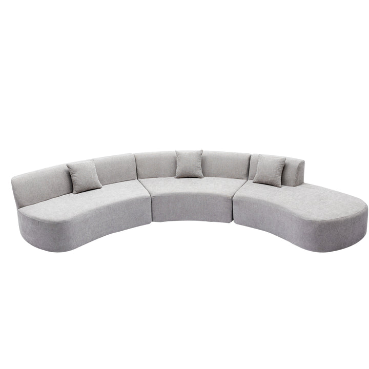 136.6" Stylish Curved sofa Sectional Sofa, Grey