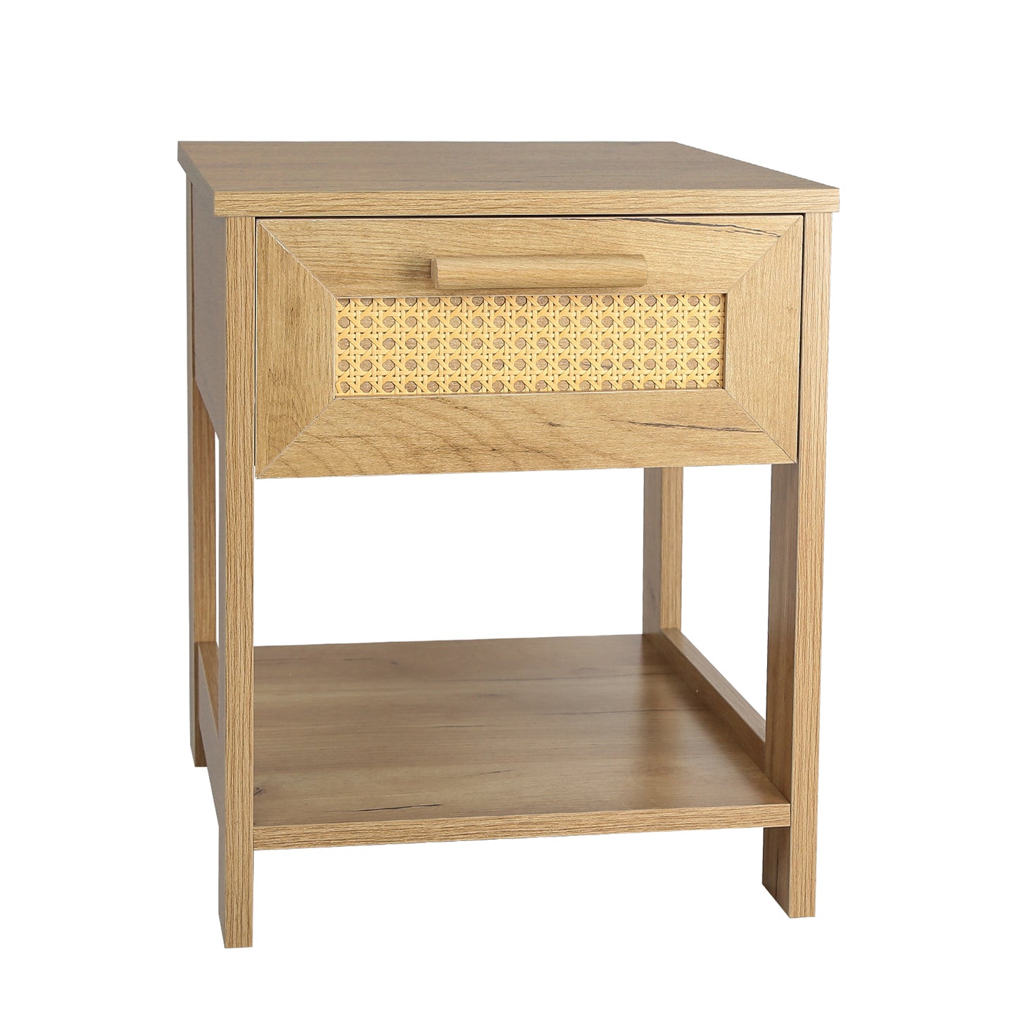 Nightstand Set of 2, 2 Drawer Dresser for Bedroom, Small Dresser with 2 Drawers and two open storage shelf  Natural Color