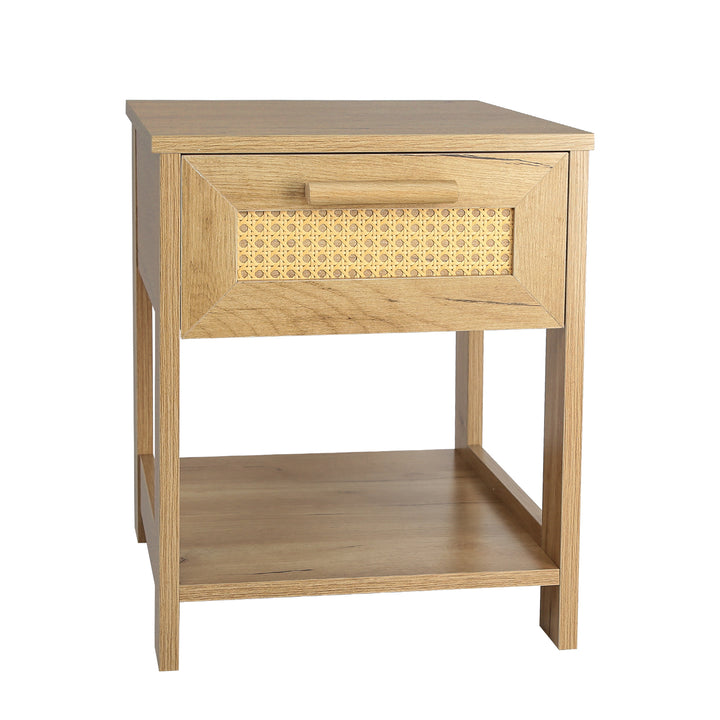 Nightstand Set of 2, 2 Drawer Dresser for Bedroom, Small Dresser with 2 Drawers and two open storage shelf  Natural Color