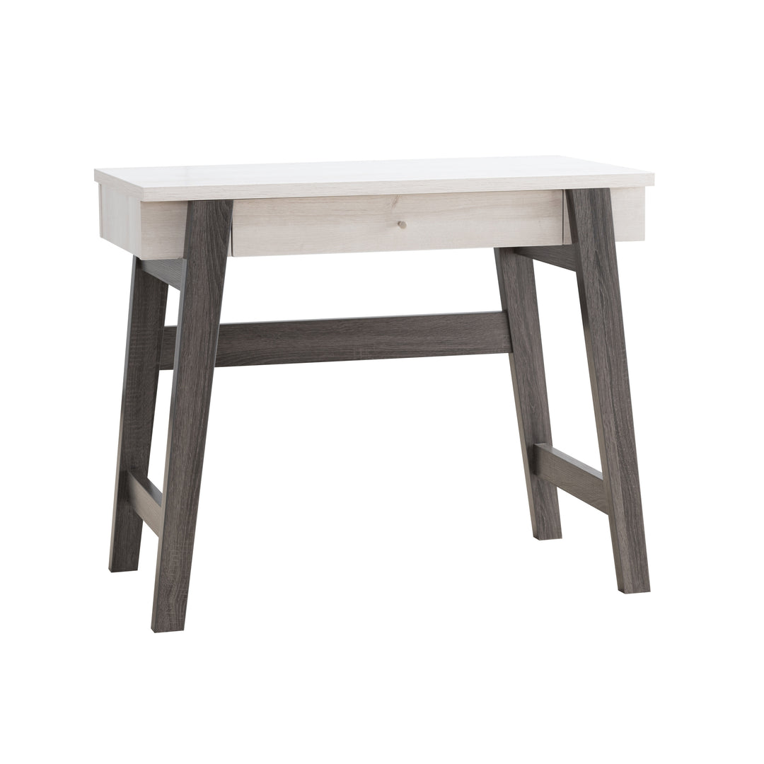 Writing Desk, Home Office Desk with Drawer- White & Distressed Grey