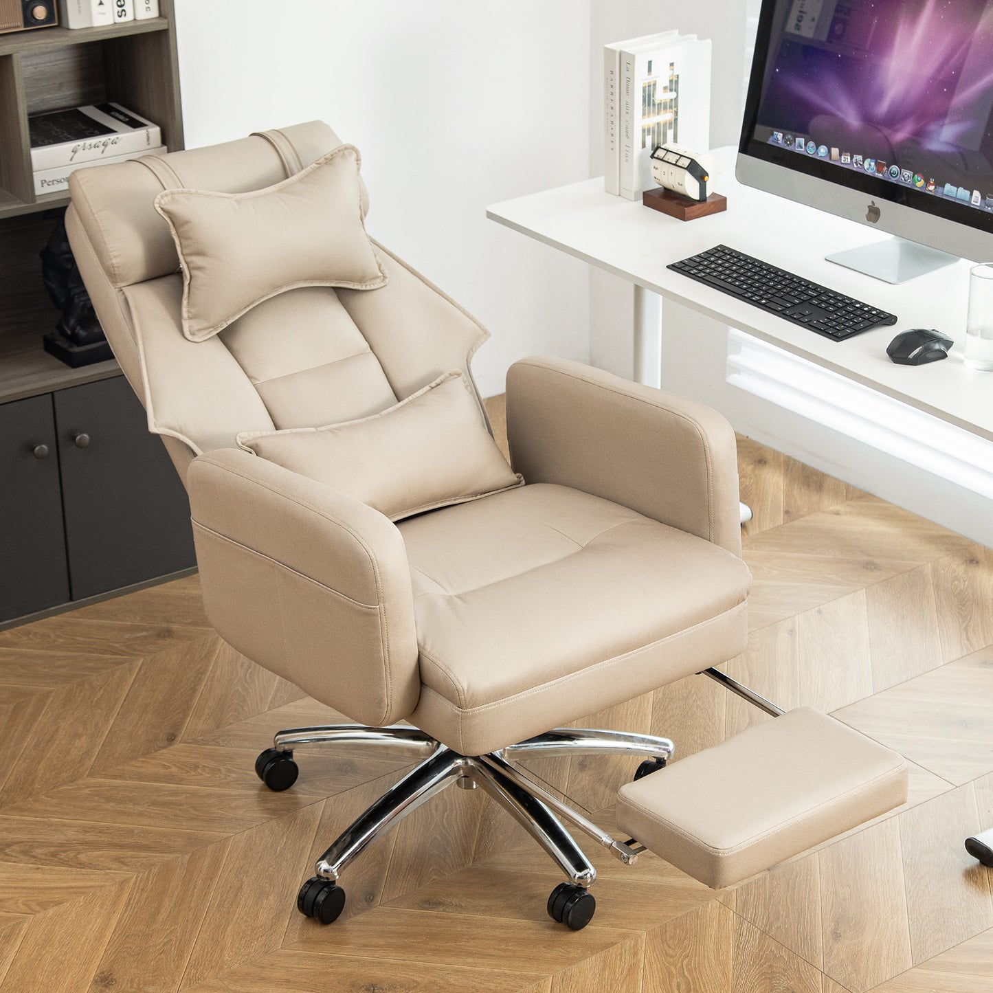 Office Chair, Technology Leather  High Back Office Chair with Lumbar Support Headrest