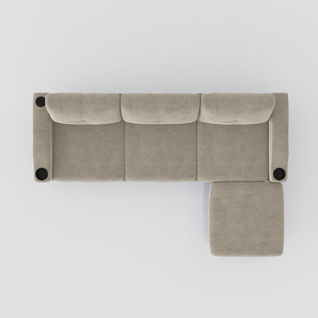 Combination Sofa Sofa L-Shaped Sofa with Footstools with Storage, Beige