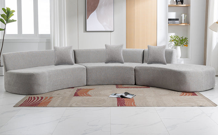 136.6" Stylish Curved sofa Sectional Sofa, Grey