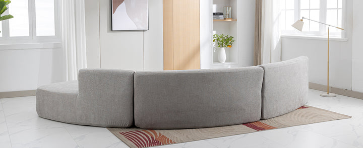 136.6" Stylish Curved sofa Sectional Sofa, Grey