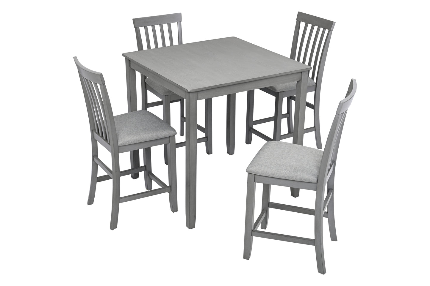 5 Piece Dining Table Set, Wooden Dining Square Table Set for 4